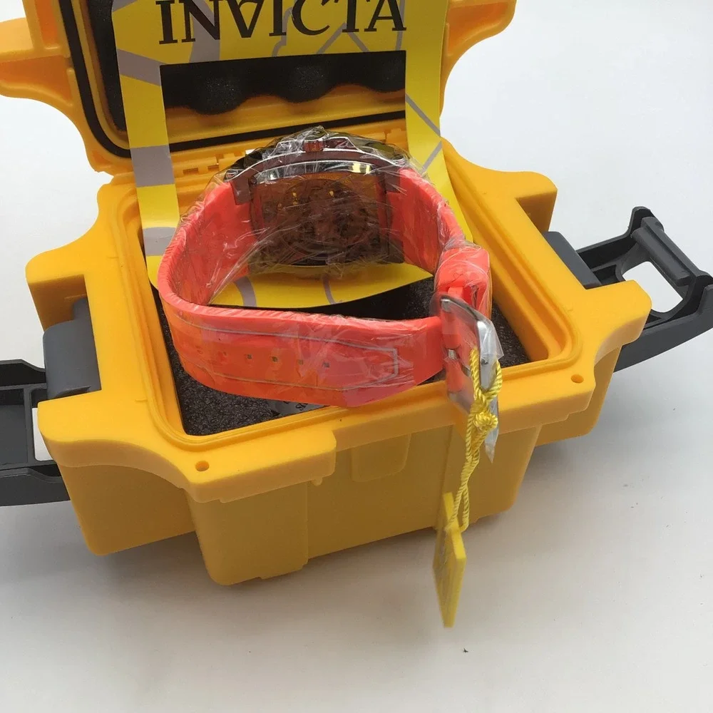 Invicta S1 Rally Diablo‎ Automatic Skeleton Watch Orange Strap Crystal Bezel NEW